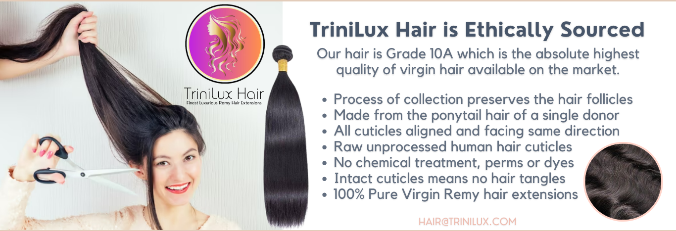 TriniLux Hair is Ethically Sourced website banner - trinilux.com